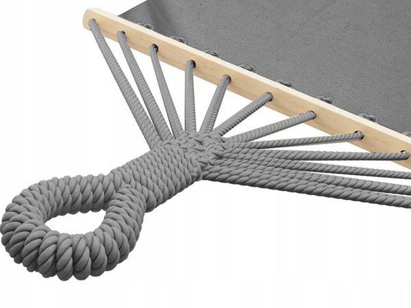 Zahradní houpací síť turistická šedá střapec houpačka boho bag 200 x 100cm