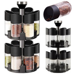 Rotating spice organiser, 12 glass containers, salt shaker