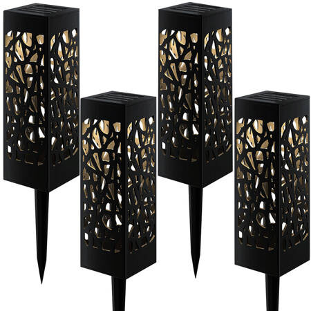 Záhradná lampa solárna dekoratívna sada 4 kusov senzor súmraku