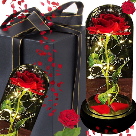 Rose éternelle en verre rouge cadeau lumineux pour une occasion pour femmes