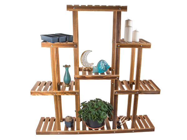 Flower pot high standing wooden flower bed 3 tier bookcase