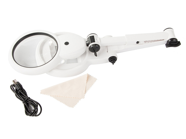 Juvelyro stalo didysis 12x 8x 18 led usb lupa