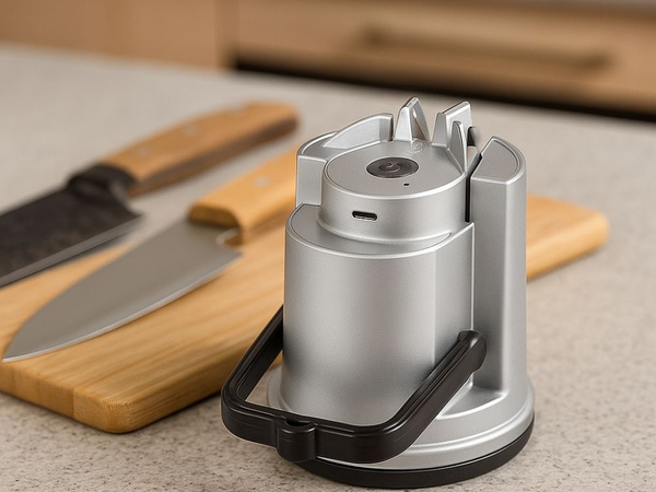 Electric knife and kitchen scissor sharpener with suction cup, rechargeable