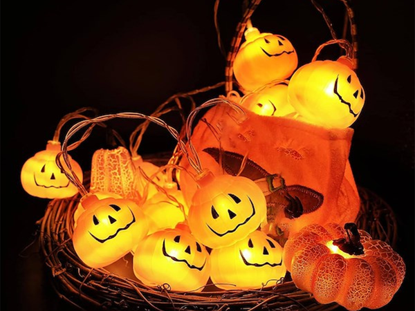 Kürbis lichter 10 led hängend halloween 200cm leuchtende dekoration kürbis dekoration