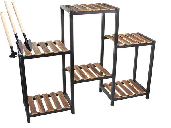 Flower pot high standing wooden flower bed 3 tier bookcase