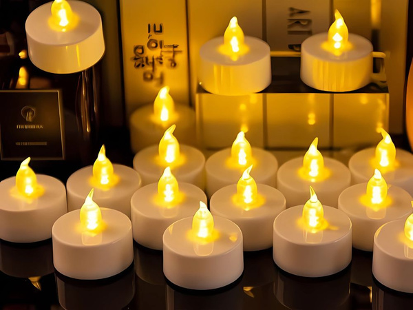 Akutoitega led-küünal küünlajalgade kaunistamiseks pärgade leegi efektiga