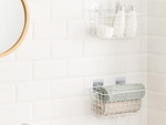 Cesta colgante organizador metálico estante colgante blanco fuerte
