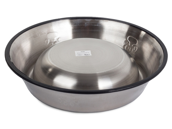 Metal bowl for dog cat silver on rubber 0.15l