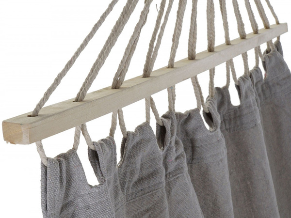 Zahradní houpací síť turistická šedá střapec houpačka boho bag 200 x 100cm