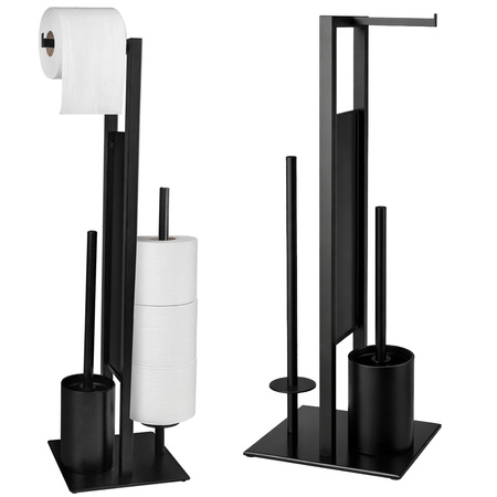 Tualetinio popieriaus laikiklis su telefono lentele, juodas, LOFT WC STEEL