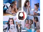 Belaidės ausinės "bluetooth" radijo fm mp3 katės ausys led apšvietimas