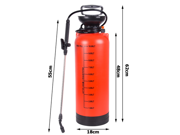 Tlakový postřikovač zahradní ruční postřikovač s dlouhým kopím 10l pásový