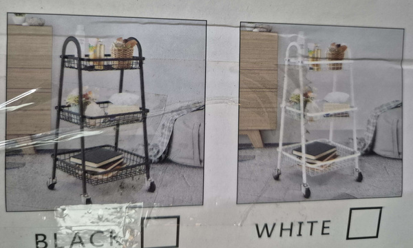 Shelf kitchen bathroom cabinet on wheels metal rack three levels 3