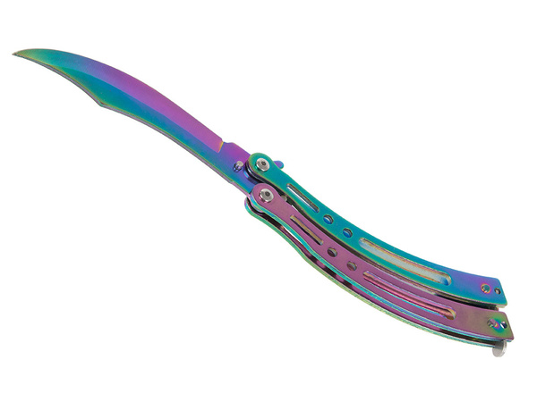 Navaja mariposa afilada hoja plegable arco iris fade