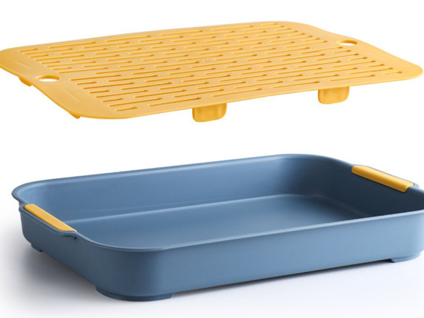 Plateau de cuisine à deux niveaux avec égouttoir pour légumes et fruits en plastique