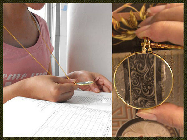 Čítací sklo zlatý náhrdelník 5x elegantní