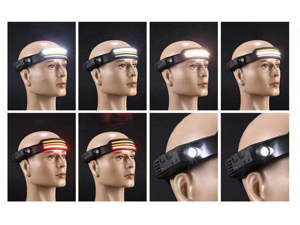 Priekšējā lukturīša LED akumulatora USB ar kustības sensoru 3 joslas