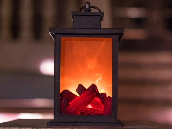 Lanterne décorative cheminée led lampe flamme mobile batteries électriques