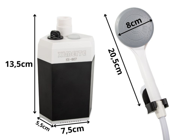 Ducha portátil para turismo, camping y coche con bomba y batería