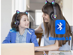 Belaidės ausinės "bluetooth" radijo fm mp3 katės ausys led apšvietimas
