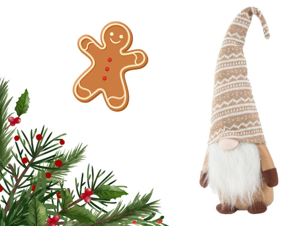 Karácsonyi szellem barna szellem karácsonyi szakállal 48 cm puha