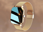 Smartwatch women's men's rubber strap sports Bluetooth calls gold