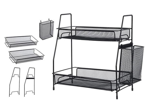 Kitchen shelf loft kitchen organiser two-storey stand with basket