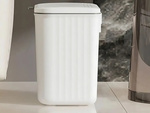 Papelera de cocina colgante con tapa para puerta de armario blanca 9l