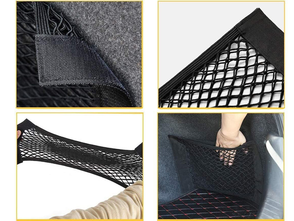 Automašīnas bagāžas nodalījuma tīkls izturīgs ar velcro pie automašīnas sēdekļa izturīga kabata 50x25cm