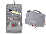 Travel cosmetics bag, hanging organiser for the bathroom, with zip, hook and handle