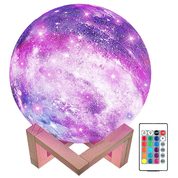 3d rgb luna luz de noche con mando a distancia