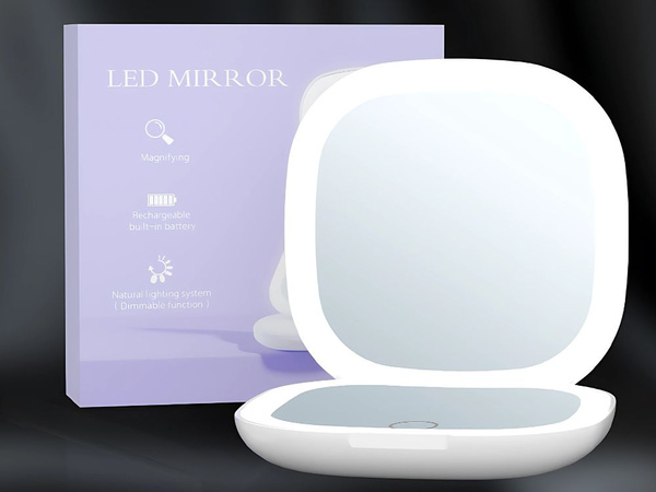 Makiažo veidrodis su led apšvietimu sulankstomas x5 kelioniniam krepšiui