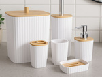 Badezimmer-set badezimmerbürste wc-spender abfallkorb bambus 6 teile