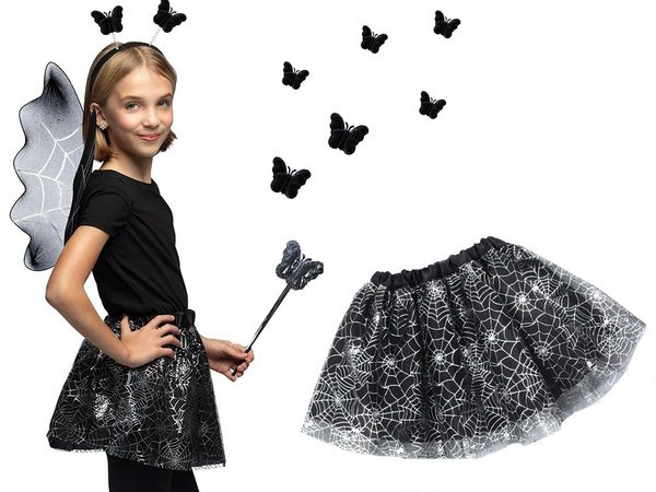 Disfraz de halloween vestido falda araña diadema alas de mariposa varita mágica