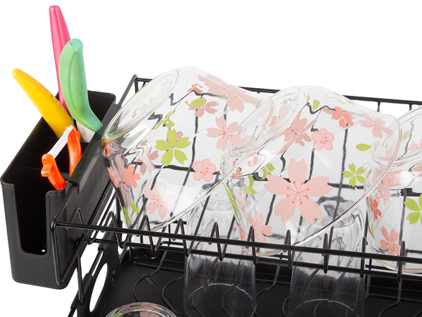 Uscator de vasele cu doua niveluri pentru farfurii, tigeti si cupe cu tava de scurgere