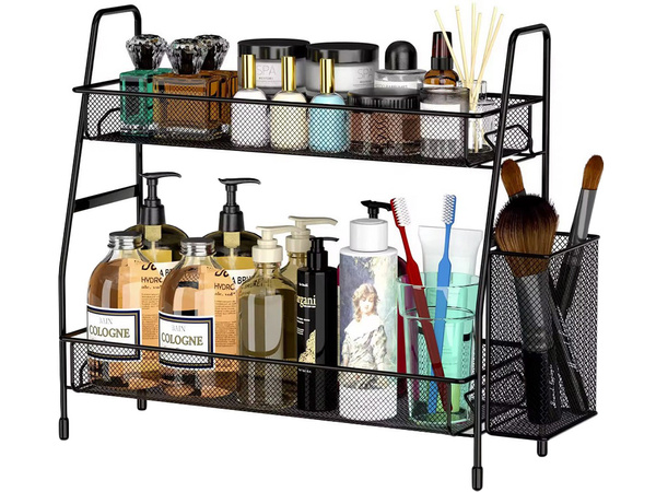 Kitchen shelf loft kitchen organiser two-storey stand with basket