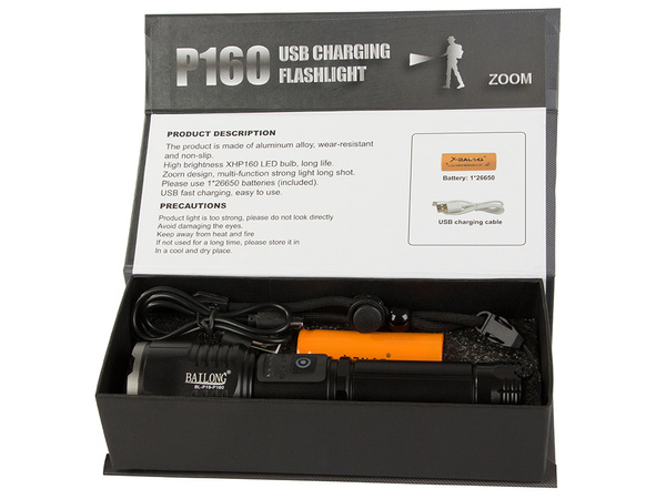 Taktikaline taskulamp bailong cree cob led xhp160 power