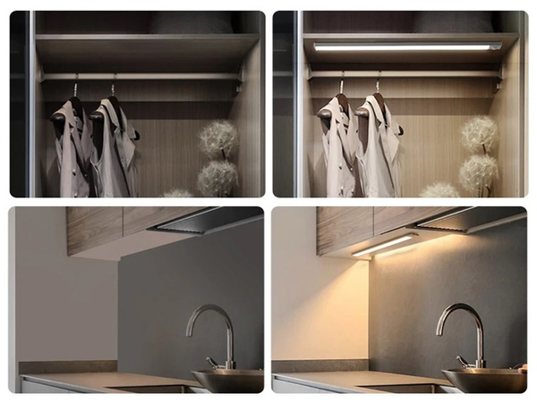 Lampka samoprzylepna listwa podszafkowa usb 30cm klips do szafy czujnik