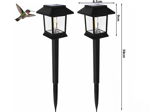 2 x LAMPE SOLAIRE AVEC CAPTEUR DE CRÉPUSCULE ET DE MOUVEMENT, À ENFONCER, ÉTANCHE, DÉCORATIVE