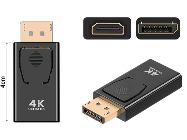 ADAPTER ÜBERGANGSSTECKER KONVERTER DP DisplayPort zu HDMI 4K ULTRA HD