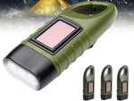 DYNAMO SOLAR TORCH 3 LED KINETIC ROČNA KLJUČEVINA S KLIPOM