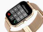 Inteligentné hodinky pre ženy a mužov s gumovým remienkom, športové, Bluetooth, volania, zlaté