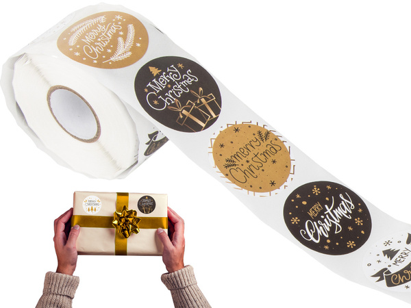 Pegatinas decorativas de navidad en rollo de 500 piezas feliz navidad