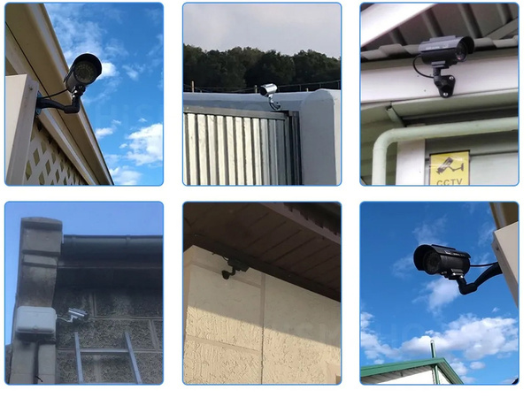Fiktīva kamera ir led monitoringa saules āra sienas kamera ar mirgojošu diodi