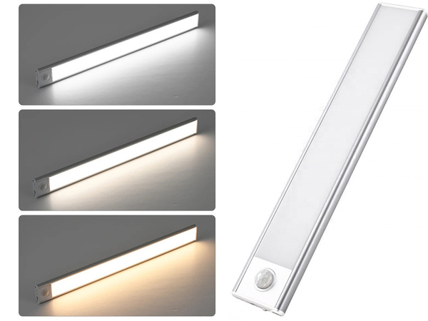 Lampka samoprzylepna listwa podszafkowa usb 30cm klips do szafy czujnik