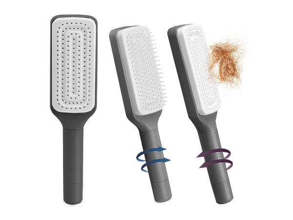 Self-cleaning hair brush for combing anti-static combing