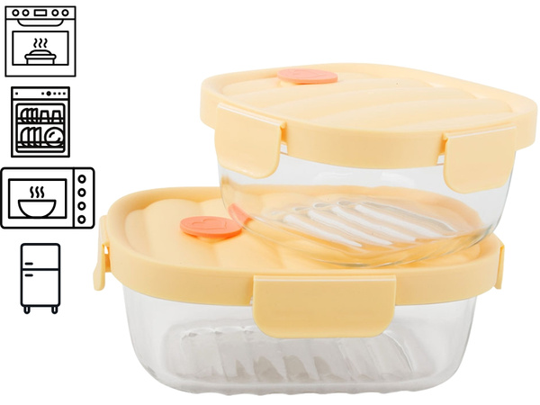 2 db üveg élelmiszer-tároló fedéllel hőálló hőtároló táska