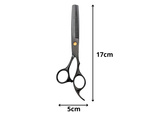 Tijeras de peluquería profesionales para desbaste, 17 cm, negras, texturizantes