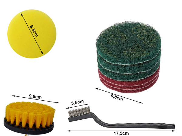 Set of polishing sponges for drill brushes microfibre pads