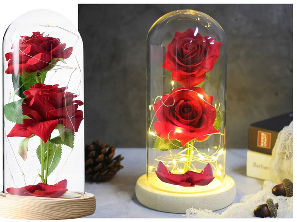 Everlasting rose in glass red led gift luminous for an occasion for women